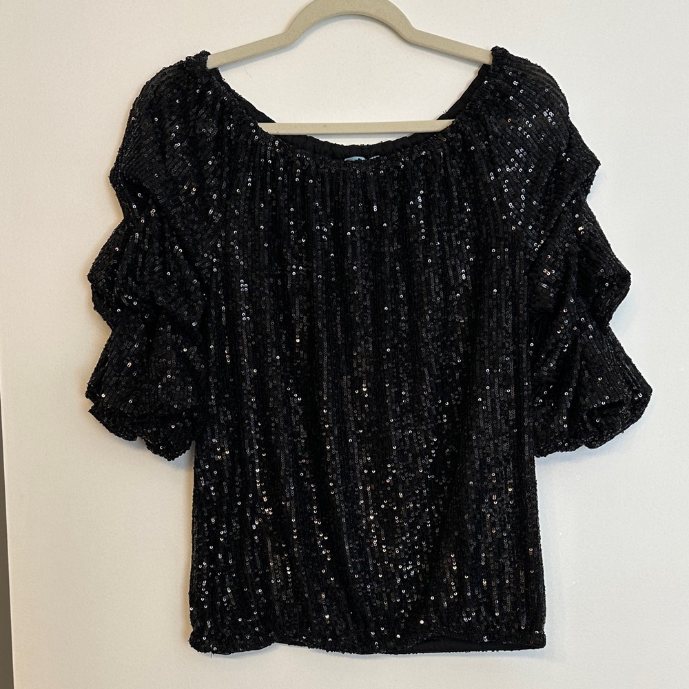 CeCe Black Sequin Blouse